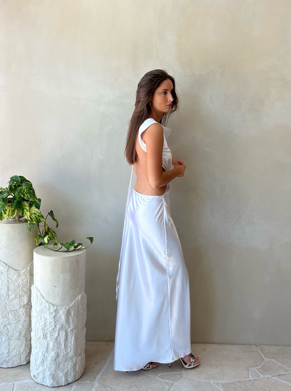 IVORY COWL CUT OUT MAXI