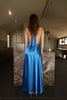 BLUE HALTER TIE MAXI