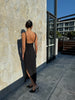 BLACK PLEAT TUCK DRESS