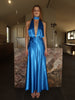 BLUE HALTER TIE MAXI