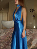 BLUE HALTER TIE MAXI