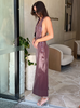 BURGUNDY STRAIGHT HALTER MAXI