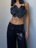 BLACK 3D FLOWER TOP