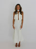 WHITE HALTER TIE MAXI