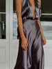 GREY HALTER TIE MAXI